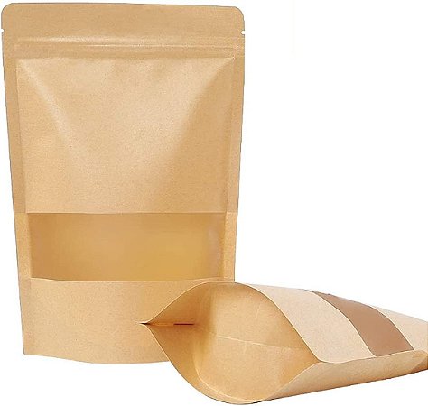 Kit 1000 Sacos Kraft C/ Zip Visor Stand Up Pouch 15x22cm