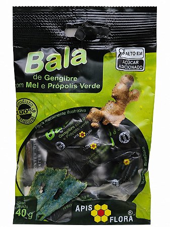 Bala de Gengibre com Mel e Própolis verde 40g Apis Flora