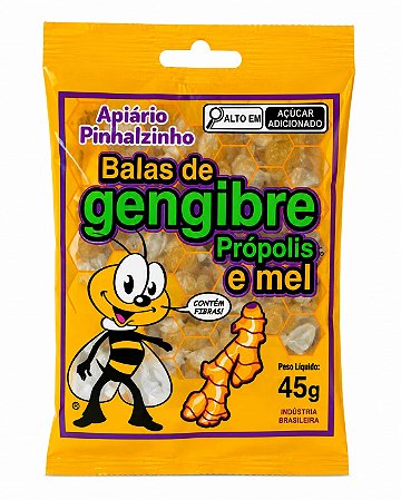 Bala de Gengibre, Própolis e Mel Apiário Pinhalzinho
