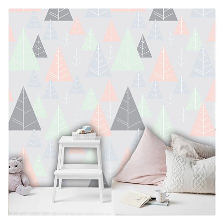 Papel de Parede Decorativo Infantil Pinheirinho Material 3M