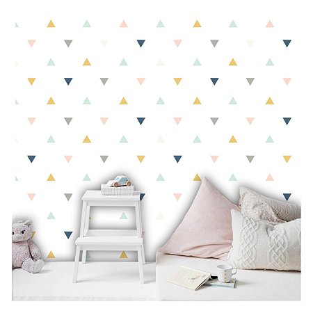 Papel de Parede Decorativo Infantil Triângulos Material 3M