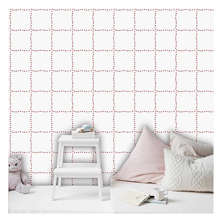 Papel de Parede Decorativo Infantil Quadriculado Joaninha Material 3M
