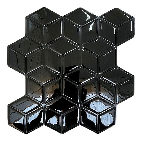 Pastilha Adesiva Resinada Cubo Preto Rejunte Preto