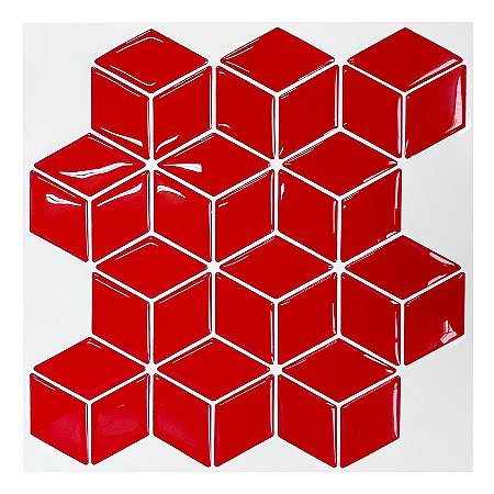 Pastilha Adesiva Resinada Cubo Vermelho 1m²