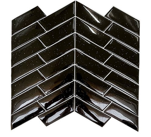 Pastilha Adesiva Espinha de Peixe Preto Pontilhado Branco