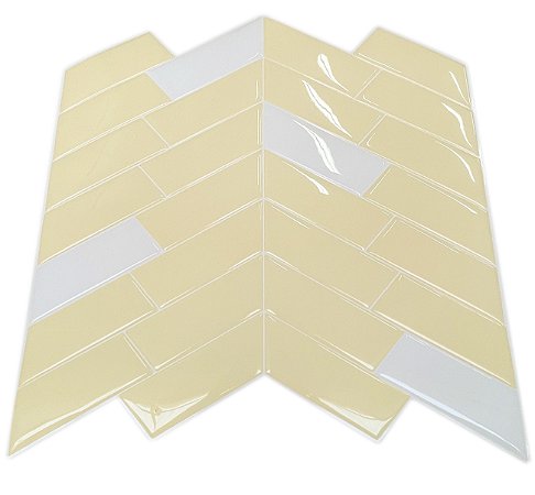 Pastilha Adesiva Espinha de Peixe Amarelo e Branco