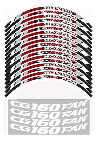 1 Kit Adesivo Roda Friso + Ploter Completo Moto Cg 160 Fan