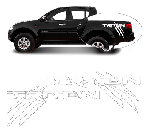 2 Adesivos Faixa Lateral Compatível L200 Triton Varias Cores