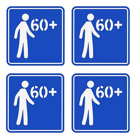 4 Adesivos Idoso 60+ Para Vidro Interno Do Carro 10x10 Azul
