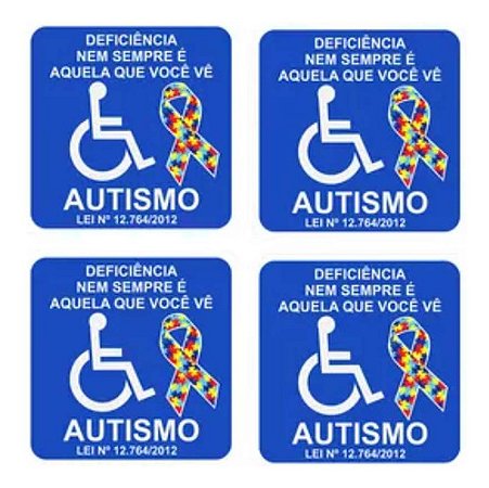 4 Adesivos Símbolo Autismo Vidro Do Carro 10x10 Cm Azul