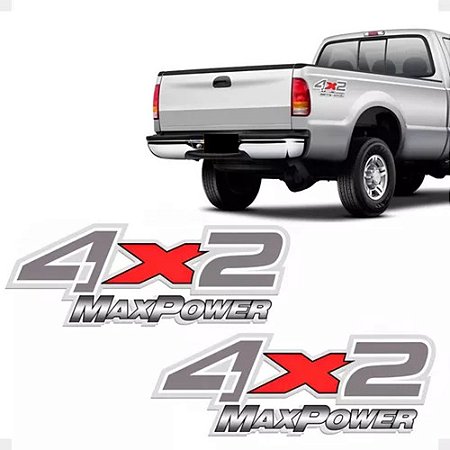Adesivo 4x2 Max Power Compatível F-250 Emblema Lateral Prata