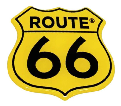 Adesivo Amarelo Route 66 Emblema Resinado Genérico