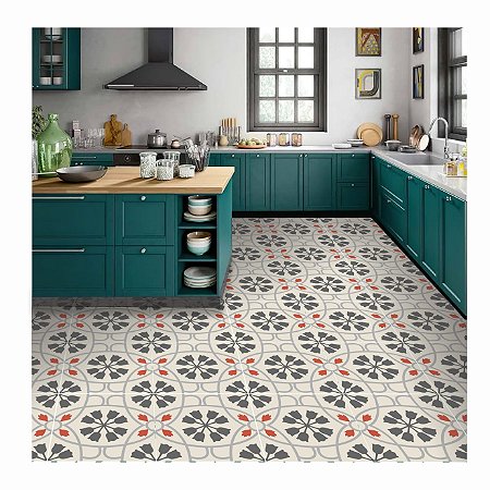 Adesivo Para Piso Antiderrapante Lavável floral Indiano Tulipa