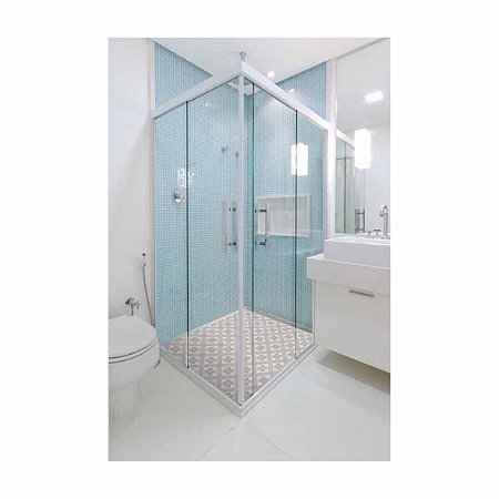 Adesivo Para Piso Antiderrapante Lavável Ladrilho Estrela Bege