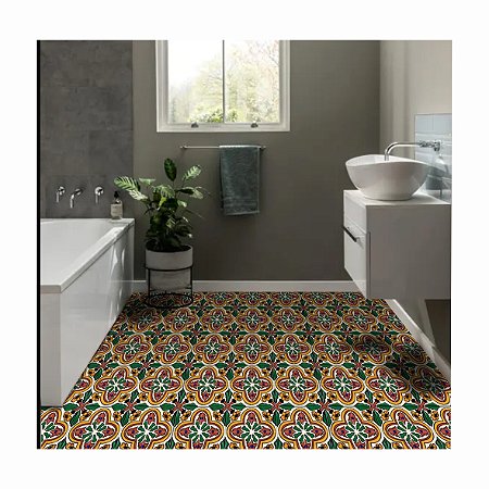 Adesivo Para Piso Antiderrapante Lavável Ladrilho Color 02 Português
