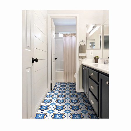 Adesivo Para Piso Antiderrapante Lavável Mediterrâneo Flor