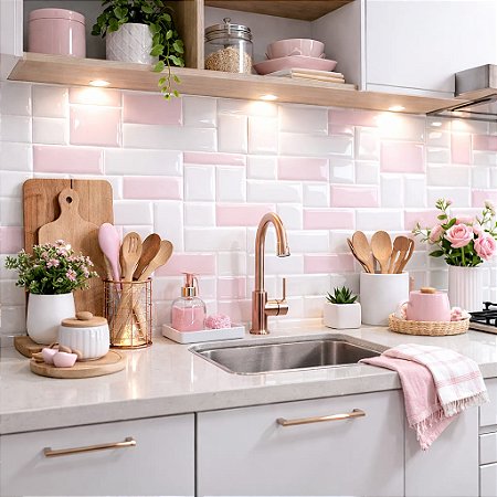 Pastilha Adesiva Resinada Modelo Loose Pink Kit com 3 Placas 38X15cm