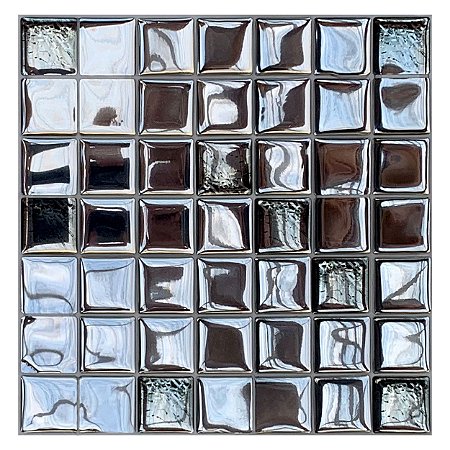 Pastilha Adesiva Cromada Glass Kit 4 Placas Adesivo 3M