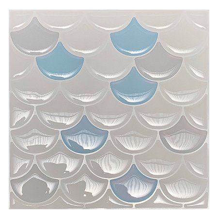 Pastilha Adesiva Escamas Azul Kit 4 Placas Adesivo 3M