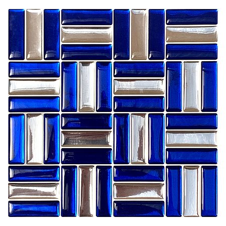 Pastilha Adesiva Baguete Cromada Azul Kit 4 Placas Adesivo 3M