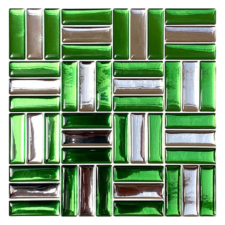 Pastilha Adesiva Baguete Cromada Verde Kit 4 Placas Adesivo 3M