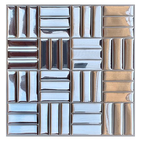 Pastilha Adesiva Baguete Cromada Prata Kit 4 Placas Adesivo 3M