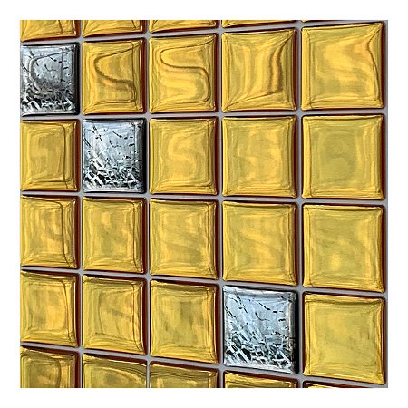 Pastilha Adesiva Espelhada Ouro Kit 4 Placas Adesivo 3M