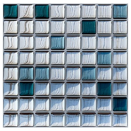 Pastilha Adesiva Mini Glass Azul Kit 4 Placas Adesivo 3M