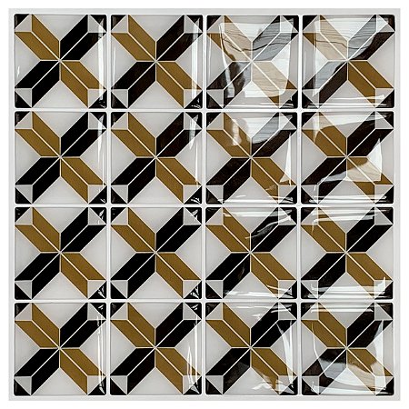 Pastilha Adesiva Resinada Decorada Losango Kit 4 Placas Adesivo 3M