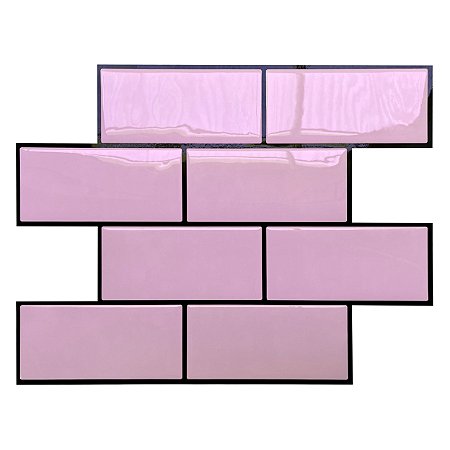 Pastilha Adesiva Resinada Metro Light Pink  Rejunte Preto