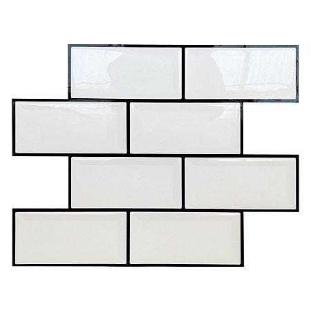 Pastilha Adesiva Resinada Metro White Rejunte Preto
