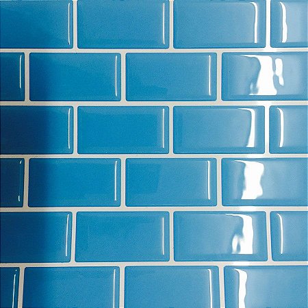 Pastilha Adesiva Resinada Tijolinho Azul Kit 4 Placas 3 M