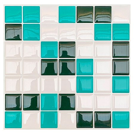Pastilha Adesiva Resinada Miscelânea Verde e Verde Água Kit 4 Placas Adesivo 3 M