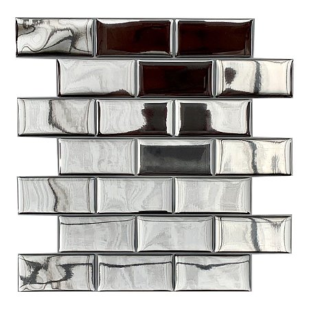 Pastilha Adesiva Resinada Tijolinho Cromada Kit 4 Placas 3 M