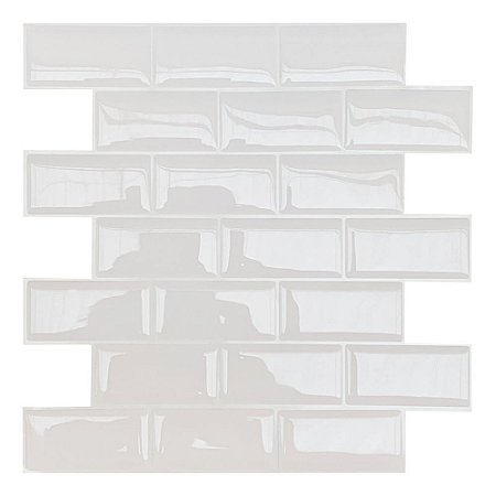 Pastilha Adesiva Resinada Tijolinho Branco Kit 4 Placas Adesivo 3 M