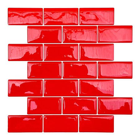 Pastilha Adesiva Resinada Tijolinho Vermelho Kit 4 Placas Adesivo 3 M
