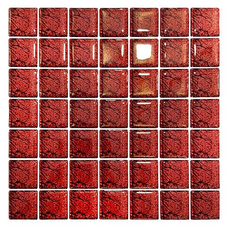 Pastilha Adesiva Resinada Vermelho Mesclado Kit 4 Placas Adesivo 3 M
