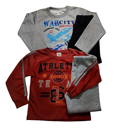 Conjunto Moletom Menino kit com 2 conjuntos Tam 8