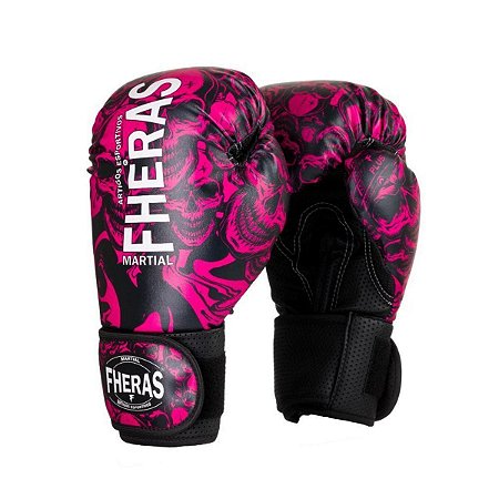 Luva Boxe Muay Thai Fheras Top Caveira Rosa - Fheras