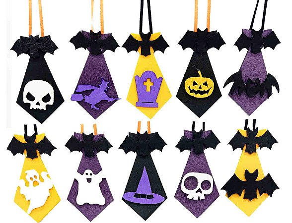 10 Gravatas Pet Cachorro Eva HALOWEEN Lacinho Pet Shop 11cm