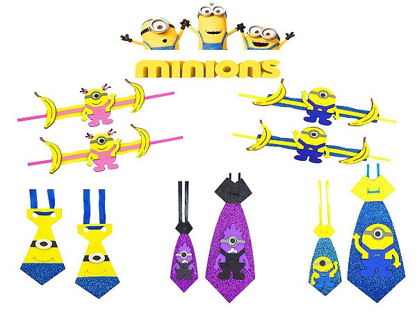 kit 40 Gravatas Pet Shop Lacinho EVA MINIONS + Brinde.