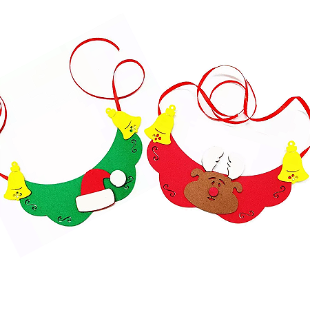 Gargantilha pet Feliz Natal  eva 10 unidades