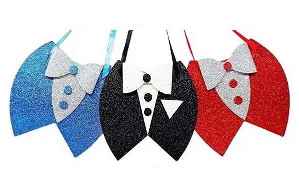 kit45 Gargantilhas SMOKING EVA GLITTER Pet Shop+Brinde