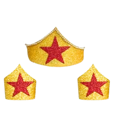 kit tiara + bracelete mulher maravilha EVA infantil e adulto