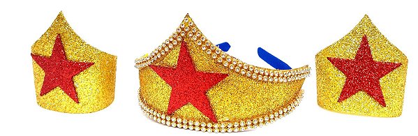 kit tiara + bracelete mulher maravilha EVA infantil e adulto