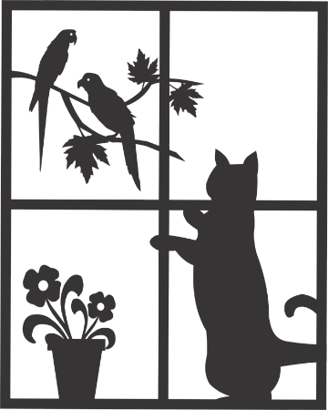Quadro decorativo MDF Gato na Janela  1 unidades