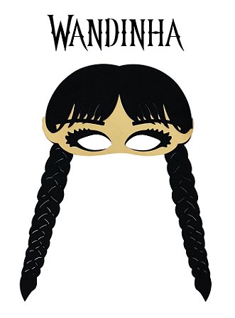 Máscara fantasia Vandinha Addams eva  1 unidade.