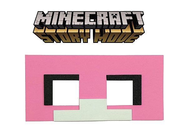 Máscara fantasia Minecraft Rosa eva 1 unidade.