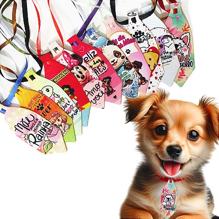 Kit 50 Gravatinha Cetim Dia das Mães de Pet Cão e Gato