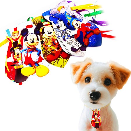 20 Gravatinha Pet Mickey Mouse Cachorro e Gato Banho e Tosa